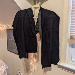 Reversible Black Grey Scarf Shawl Wrap